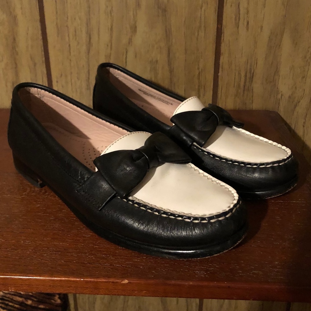 Bass X Rachel Antonoff Weejuns Bow Detail Two-Tone Loafers sz 7 Genuine Leather